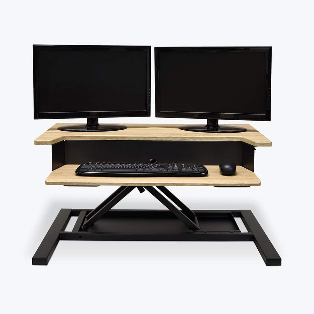 Luxor - Office Desks; Type: Sit/Stand Workstation ; Center Draw: No ; Color: White Oak ; Material: Steel; Powder Coat; MDF ; Width (Inch): 32 ; Depth (Inch): 23-1/2 - Exact Tool & Supply