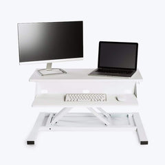 Luxor - Office Desks; Type: Sit/Stand Workstation ; Center Draw: No ; Color: White ; Material: Steel; Powder Coat; MDF ; Width (Inch): 32 ; Depth (Inch): 23-1/2 - Exact Tool & Supply