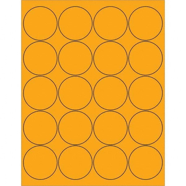 Tape Logic - Pack of (20), 100 Sheet 2" x 2" Fluorescent Orange Permanent Acrylic Laser Labels - Exact Tool & Supply