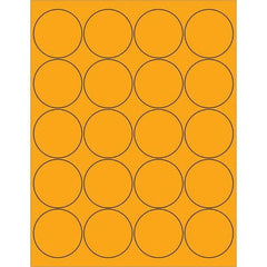 Tape Logic - Pack of (20), 100 Sheet 2" x 2" Fluorescent Orange Permanent Acrylic Laser Labels - Exact Tool & Supply