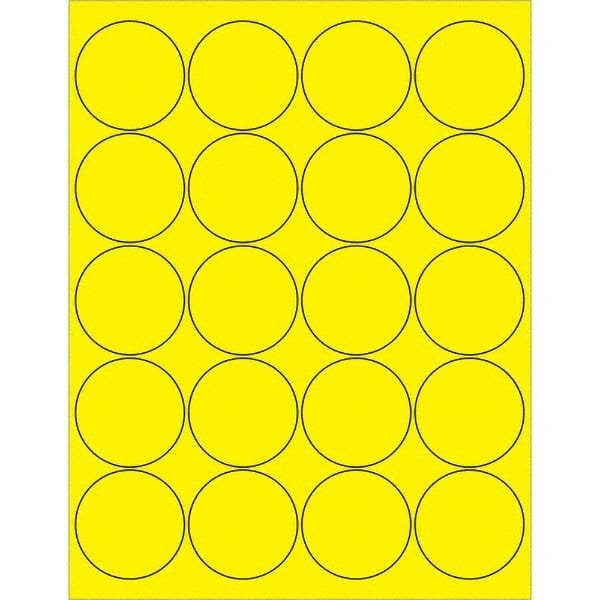Tape Logic - Pack of (20), 100 Sheet 2" x 2" Fluorescent Yellow Permanent Acrylic Laser Labels - Exact Tool & Supply