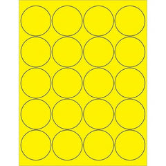 Tape Logic - Pack of (20), 100 Sheet 2" x 2" Fluorescent Yellow Permanent Acrylic Laser Labels - Exact Tool & Supply