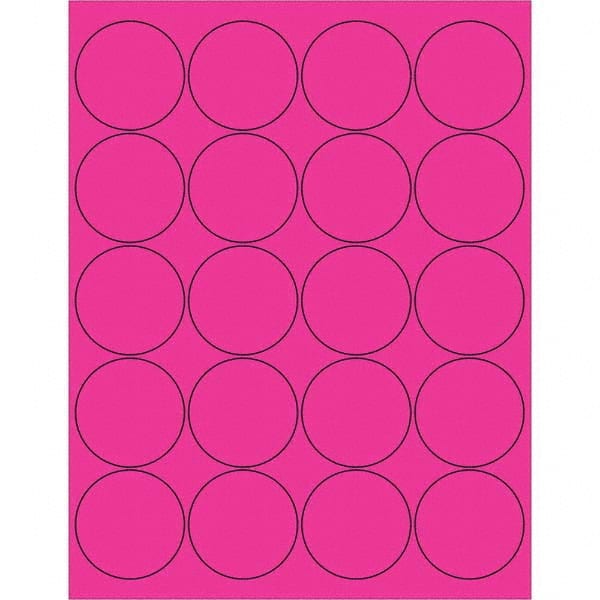 Tape Logic - Pack of (20), 100 Sheet 2" x 2" Fluorescent Pink Permanent Acrylic Laser Labels - Exact Tool & Supply