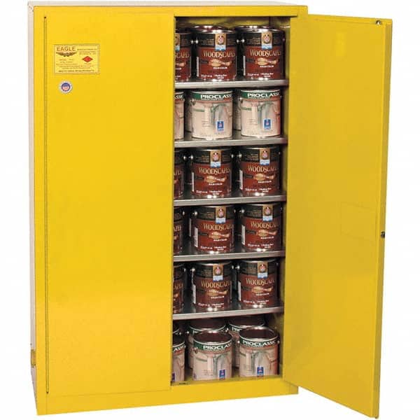 Eagle - Safety Cabinets Hazardous Chemical Type: Flammable and Combustible Liquids Color: Yellow - Exact Tool & Supply
