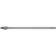 PFERD - SG-3L6, 3/8" Cut Diam, 1/4" Shank Diam, Carbide Double Cut Tree with Pointed End Burr - Exact Tool & Supply