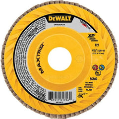 DeWALT - 40 Grit, 4-1/2" Disc Diam, Type 27 Ceramic Flap Disc - 13,300 Max RPM, Poly Cotton Backing, Arbor Attaching System, Coated - Exact Tool & Supply