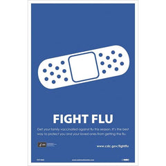 Training & Safety Awareness Posters; Subject: General Safety & Accident Prevention; Training Program Title: Emergency Aid Poster; Message: Fight Flu; Series: Safety & Health; Language: English; Background Color: Blue; Height (Inch): 18; Width (Inch): 12;