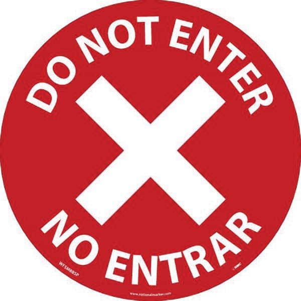 NMC - Adhesive Backed Floor Signs Message Type: COVID-19 Graphic Type: No Access; X Symbol - Exact Tool & Supply