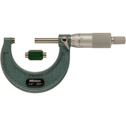1″-2″ Measuring Range-0.001″ Graduation - Ratchet Thimble - Carbide Face - Outside Micrometer - Exact Tool & Supply