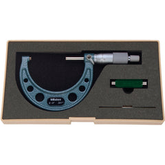 2″-3″ Measuring Range-0.001″ Graduation - Ratchet Thimble - Carbide Face - Outside Micrometer - Exact Tool & Supply
