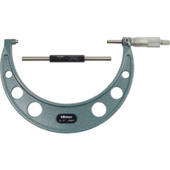 6″-7″ Measuring Range-0.0001″ Graduation - Ratchet Thimble - Carbide Face - Outside Micrometer - Exact Tool & Supply