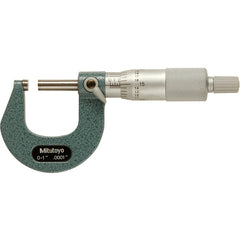 0-1″ Measuring Range-0.0001″ Graduation - Ratchet Thimble - Carbide Face - Outside Micrometer - Exact Tool & Supply