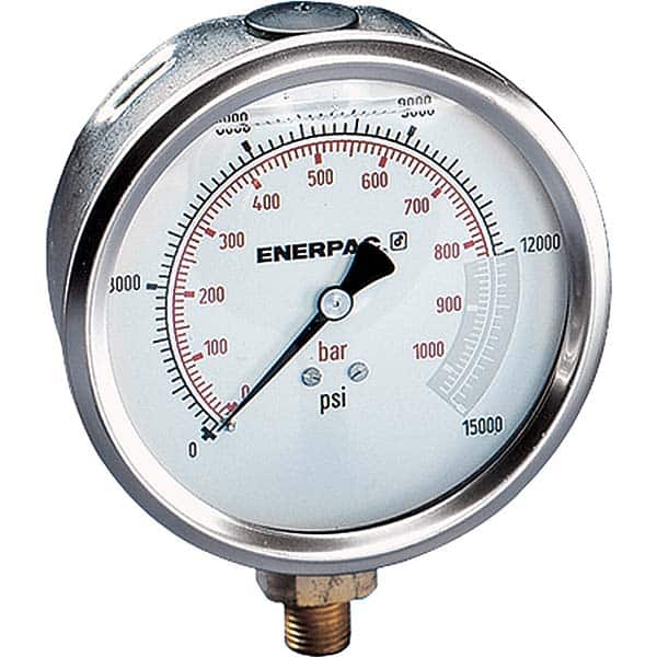 Enerpac - Hydraulic Pressure Gages & Adapters Type: Glycerine Filled Pressure Rating: 15000 - Exact Tool & Supply