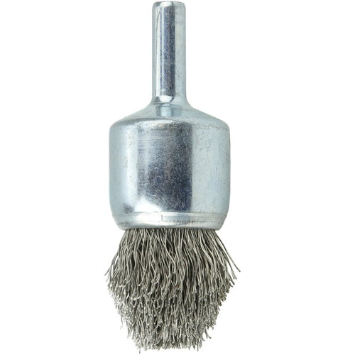 3/4″ Controlled Flare Crimped Wire End Brush, .0104″ Stainless Steel Fill - Exact Tool & Supply