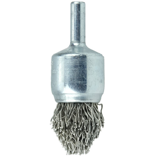 3/4″ Controlled Flare Crimped Wire End Brush, .020″ Stainless Steel Fill - Exact Tool & Supply