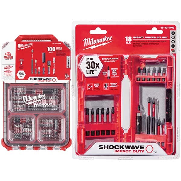 Milwaukee Tool - Power & Impact Screwdriver Bit Sets Point Type: Phillips; Slotted; Square; Torx Tool Type: Driver Bit - Exact Tool & Supply