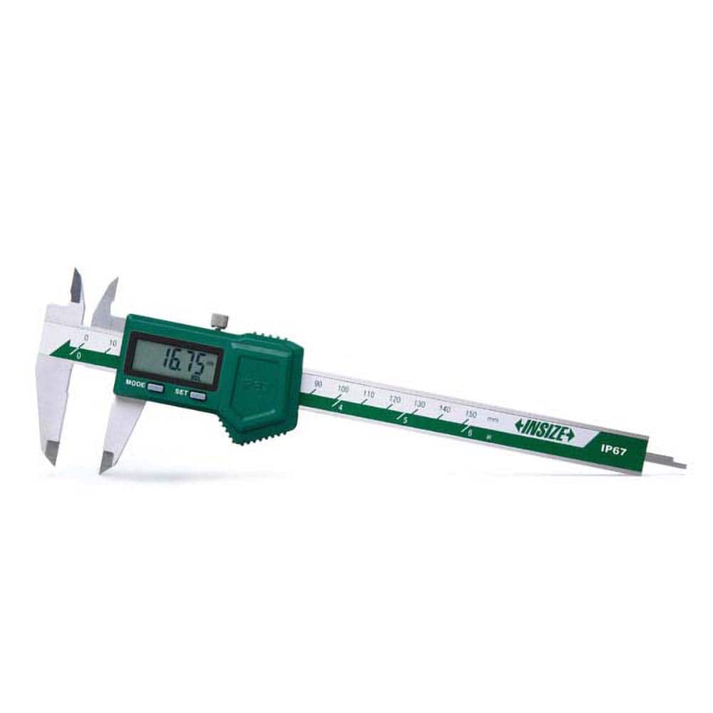 Insize USA LLC - Electronic Calipers; Minimum Measurement (Decimal Inch): 0.0000 ; Maximum Measurement (Decimal Inch): 12 ; Accuracy Plus/Minus (Decimal Inch): 0.0012 ; Resolution (Decimal Inch): 0.0005 ; IP Rating: IP67 ; Data Output: Yes - Exact Tool & Supply