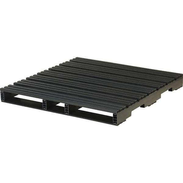 Custom Built Plastic Pallets - 48" Long x 48" & Wide x 5" High Plastic Pallet - 6,600 Lb Static Capacity, 1,000 Lb Dynamic Capacity, Black - Exact Tool & Supply