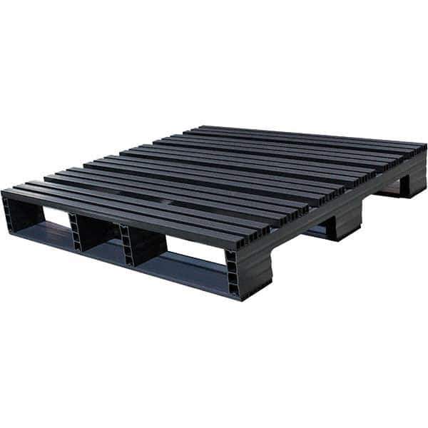 Custom Built Plastic Pallets - 42" Long x 42" & Wide x 6-1/2" High Plastic Pallet - 1,500 Lb Static Capacity, 500 Lb Dynamic Capacity, Black - Exact Tool & Supply