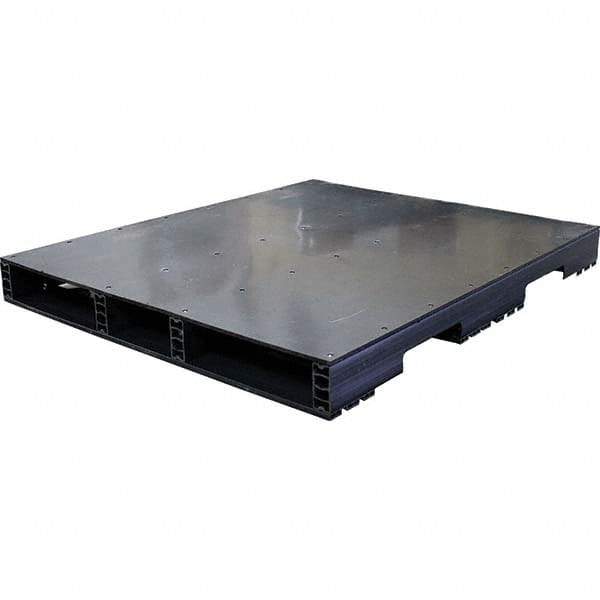Custom Built Plastic Pallets - 48" Long x 40" & Wide x 4.4" High Plastic Pallet - 1,500 Lb Static Capacity, 500 Lb Dynamic Capacity, Black - Exact Tool & Supply