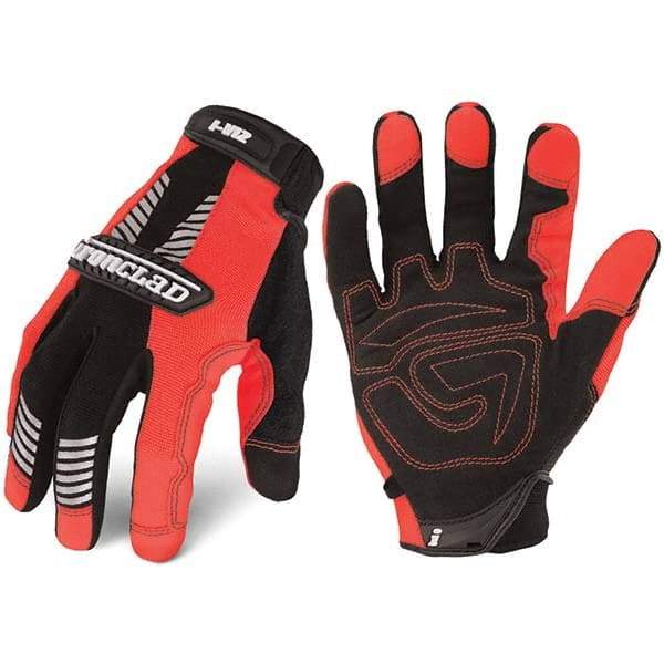 ironCLAD - Size S (7) Synthetic Work Gloves - For Mechanic's & Lifting, Uncoated, Hook & Loop Cuff, Hi-Vis Orange, Paired - Exact Tool & Supply
