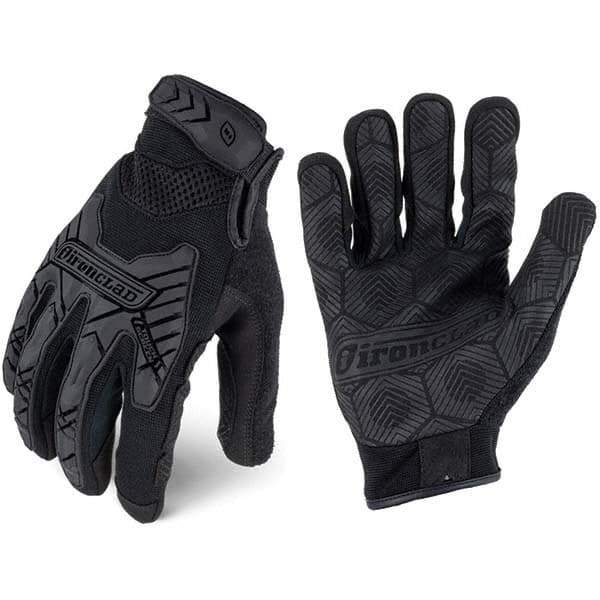 ironCLAD - Size S (7) Synthetic Leather Work Gloves - For Mechanic's & Lifting, Uncoated, Hook & Loop Cuff, Full Fingered, Black, Paired - Exact Tool & Supply