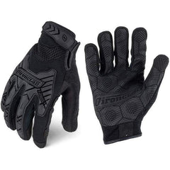 ironCLAD - Size M (8) Synthetic Leather Work Gloves - For Mechanic's & Lifting, Uncoated, Hook & Loop Cuff, Full Fingered, Black, Paired - Exact Tool & Supply