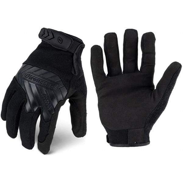 ironCLAD - Size M Synthetic Leather Work Gloves - For Mechanic's & Lifting, Uncoated, Hook & Loop Cuff, Full Fingered, Black, Paired - Exact Tool & Supply