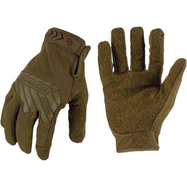 ironCLAD - Size 2XL (11) Synthetic Leather Work Gloves - For Mechanic's & Lifting, Uncoated, Hook & Loop Cuff, Full Fingered, Coyote, Paired - Exact Tool & Supply