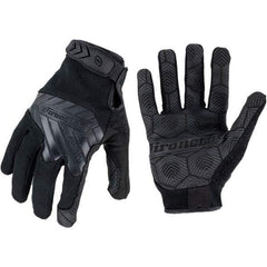 ironCLAD - Size L Synthetic Leather Work Gloves - For Mechanic's & Lifting, Uncoated, Hook & Loop Cuff, Full Fingered, Black, Paired - Exact Tool & Supply
