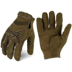 ironCLAD - Size XL (10) Synthetic Leather Work Gloves - For Mechanic's & Lifting, Uncoated, Hook & Loop Cuff, Full Fingered, Coyote, Paired - Exact Tool & Supply