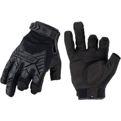 ironCLAD - Size L (9) Synthetic Leather Work Gloves - For Mechanic's & Lifting, Uncoated, Hook & Loop Cuff, Full Fingered, Black, Paired - Exact Tool & Supply
