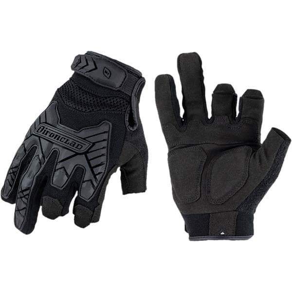 ironCLAD - Size 2XL (11) Synthetic Leather Work Gloves - For Mechanic's & Lifting, Uncoated, Hook & Loop Cuff, Full Fingered, Black, Paired - Exact Tool & Supply