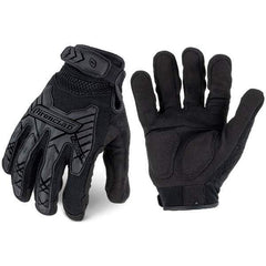 ironCLAD - Size 2XL (11) Synthetic Leather Work Gloves - For Mechanic's & Lifting, Uncoated, Hook & Loop Cuff, Full Fingered, Black, Paired - Exact Tool & Supply