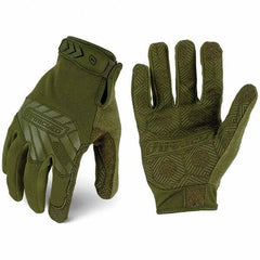 ironCLAD - Size 2XL (11) Synthetic Leather Work Gloves - For Mechanic's & Lifting, Uncoated, Hook & Loop Cuff, Full Fingered, Olive Drab Green, Paired - Exact Tool & Supply