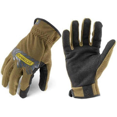ironCLAD - Size M (8) Synthetic Leather Work Gloves - For Mechanic's & Lifting, Uncoated, Slip-On Cuff, Full Fingered, Coyote, Paired - Exact Tool & Supply