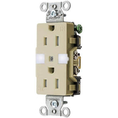 Hubbell Wiring Device-Kellems - 125V 15A NEMA 5-15R Commercial Grade Ivory Straight Blade Duplex Receptacle - Exact Tool & Supply