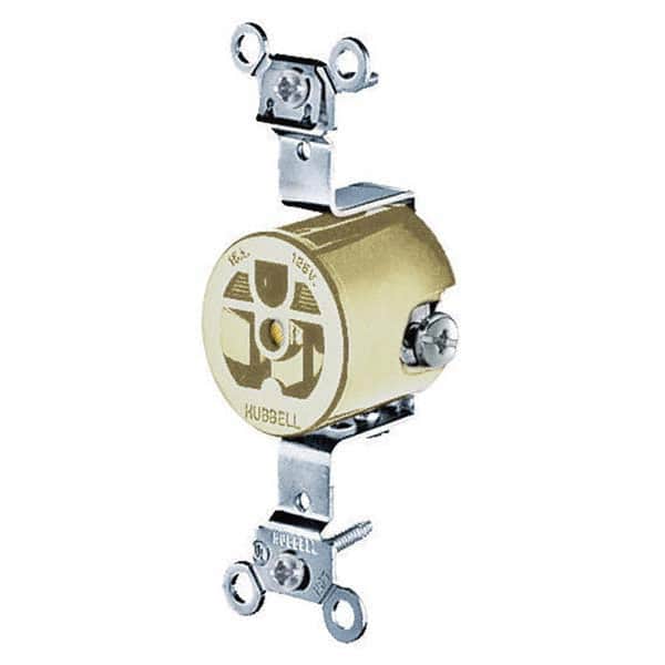 Hubbell Wiring Device-Kellems - 125V 15A NEMA 5-15R Industrial Grade Ivory Straight Blade Single Receptacle - Exact Tool & Supply