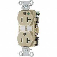 Hubbell Wiring Device-Kellems - 125V 20A NEMA 5-20R Hospital Grade Ivory Straight Blade Duplex Receptacle - Exact Tool & Supply