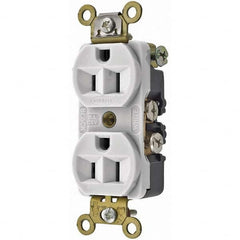 Hubbell Wiring Device-Kellems - 125V 15A NEMA 5-15R Industrial Grade White Straight Blade Duplex Receptacle - Exact Tool & Supply