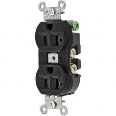 Hubbell Wiring Device-Kellems - 125V 20A NEMA 5-20R Industrial Grade Black Straight Blade Duplex Receptacle - Exact Tool & Supply