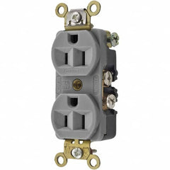 Hubbell Wiring Device-Kellems - 125V 15A NEMA 5-15R Industrial Grade Gray Straight Blade Duplex Receptacle - Exact Tool & Supply