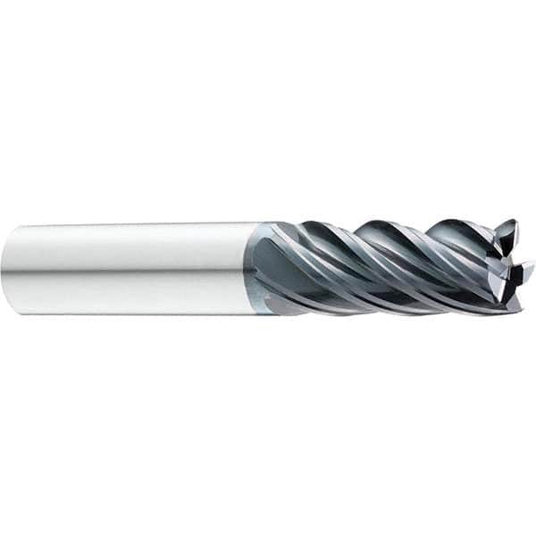 SGS - 1/2" Diam, Variable Pitch, 1" LOC, 5 Flute Solid Carbide Roughing Corner Radius End Mill - Exact Tool & Supply