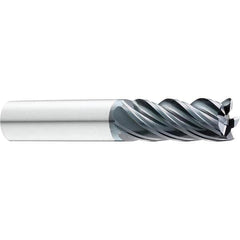 SGS - 1/2" Diam, Variable Pitch, 1" LOC, 5 Flute Solid Carbide Roughing Corner Radius End Mill - Exact Tool & Supply
