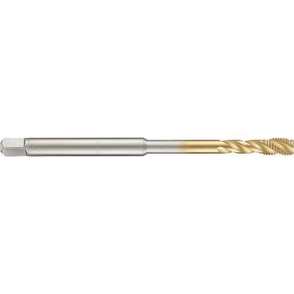 Guhring - 4-40 UNC 3 Flute 2B Modified Bottoming Spiral Flute Tap - High Speed Steel, TiN Finish, 4" OAL, Right Hand Flute, Right Hand Thread, H2/H3, Series 4283 - Exact Tool & Supply