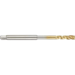Guhring - 8-32 UNC 3 Flute 2B Modified Bottoming Spiral Flute Tap - High Speed Steel, TiN Finish, 4" OAL, Right Hand Flute, Right Hand Thread, H3/H4, Series 4283 - Exact Tool & Supply