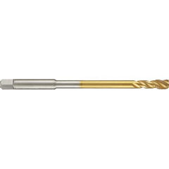 Guhring - 3/8-24 UNF 3 Flute 2B Modified Bottoming Spiral Flute Tap - High Speed Steel, TiN Finish, 6" OAL, Right Hand Flute, Right Hand Thread, H3/H4, Series 4288 - Exact Tool & Supply