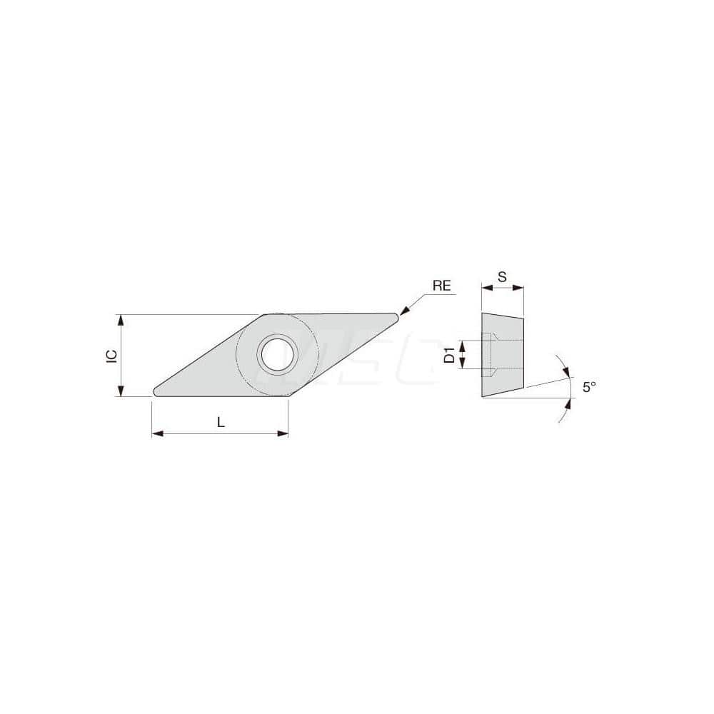 Turning Insert:  VBMT220.5PS T6130,  Solid Carbide TiCN & TiN Finish,  Neutral,  1/4″ Inscribed Circle,  0.0080″ Corner Radius,  35.0 &deg N/A Diamond,  Series  VBMT