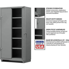 Strong Hold - 4 Shelf Locking Storage Cabinet - Steel, 36" Wide x 24" Deep x 75" High, Medium Gray - Exact Tool & Supply