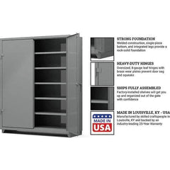 Strong Hold - 5 Shelf Locking Storage Cabinet - Steel, 60" Wide x 24" Deep x 75" High, Medium Gray - Exact Tool & Supply